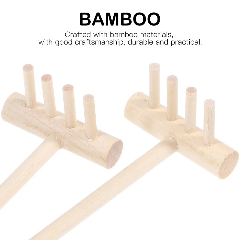 Zen Gardening Tools - 6pcs Mini Bamboo Rake Set for