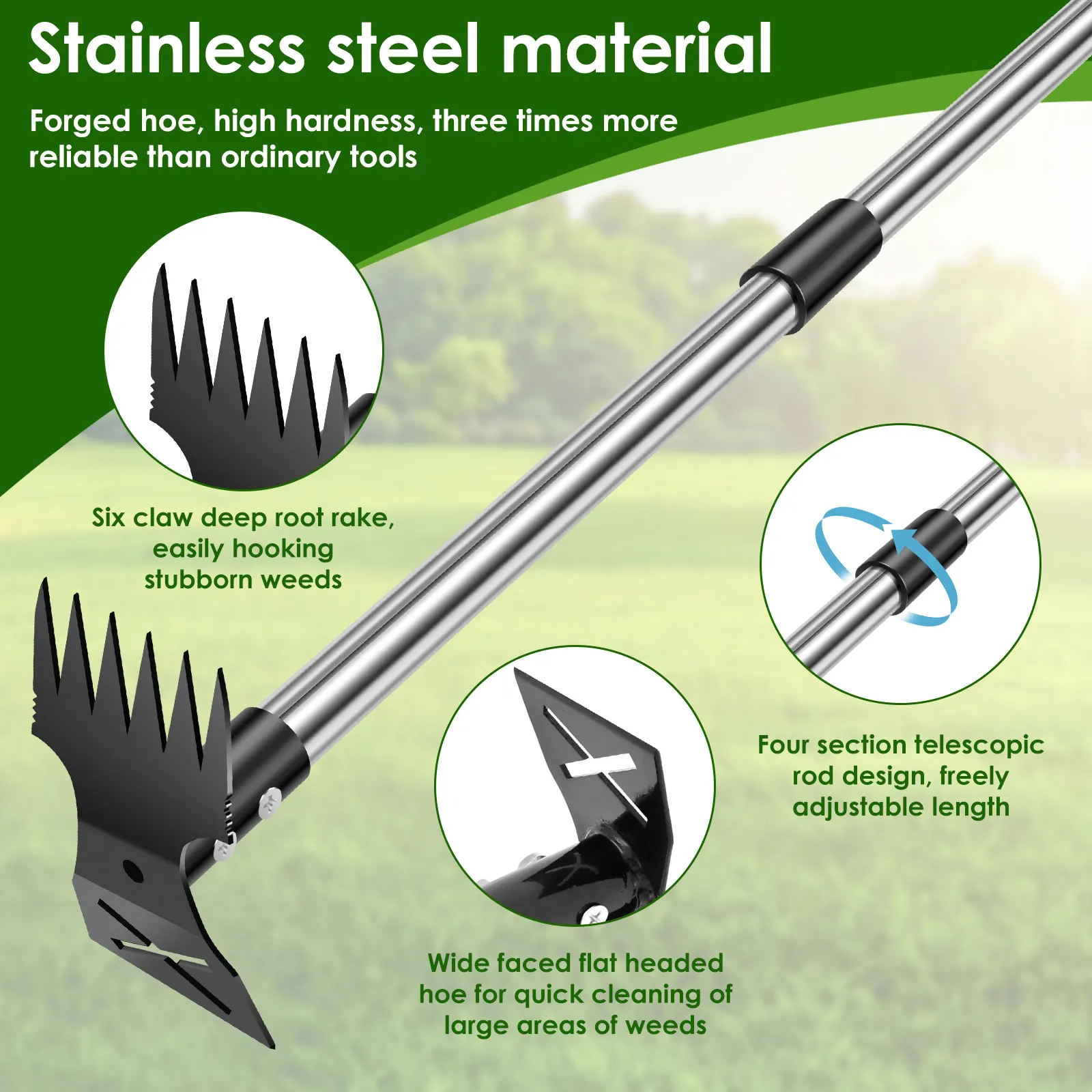 Garden Thatch Rake Stainless S - Weed Puller ulasan dan harga