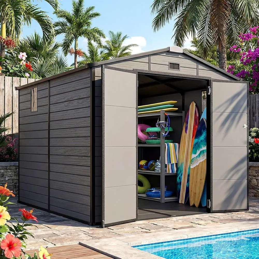 8x8 Outdoor Storage Shed with  - Gardening Tools ulasan dan harga
