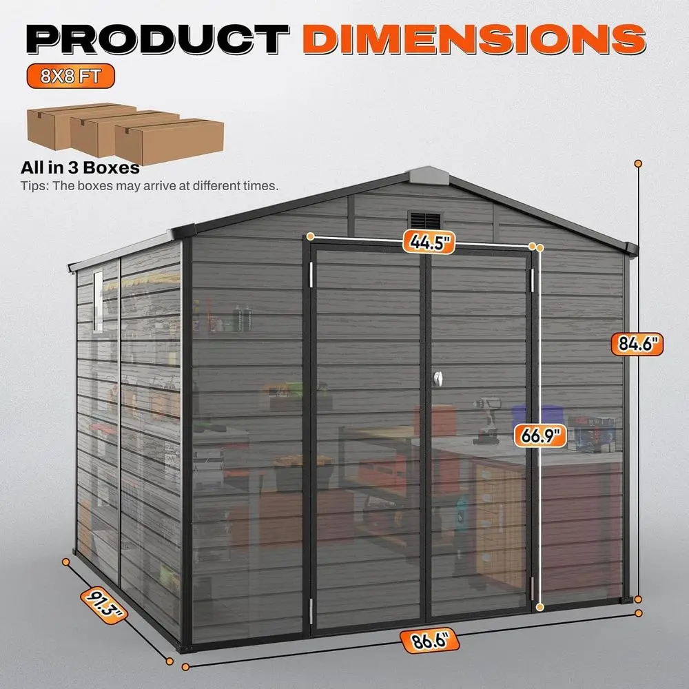 8x8 Outdoor Storage Shed with  - Gardening Tools ulasan dan harga