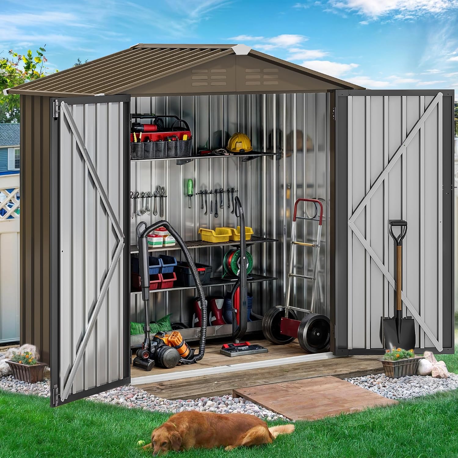 6x4ft Metal Outdoor Storage Sh - Gardening Tools ulasan dan harga