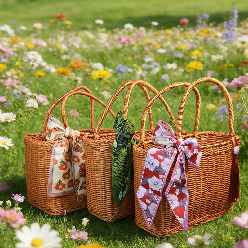 Handwoven Rattan Shopping Bask - Gardening Tools Store ulasan dan harga
