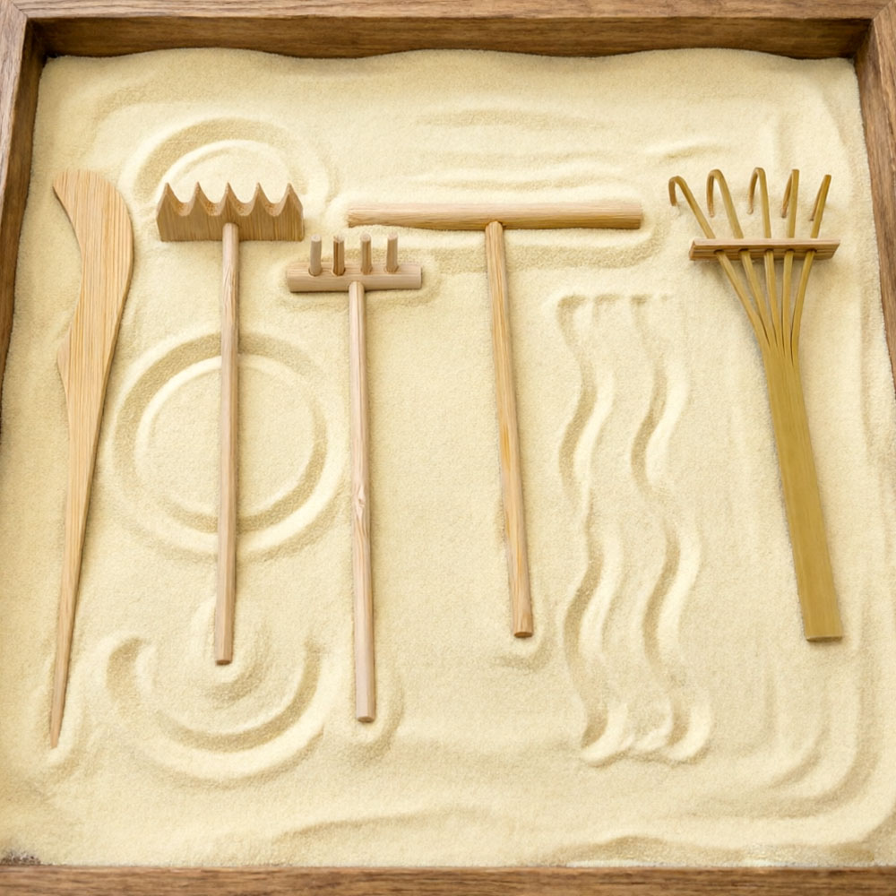 6 Pcs Bamboo Sand Rake Tool Ki - Zen Gardening Tools ulasan dan harga