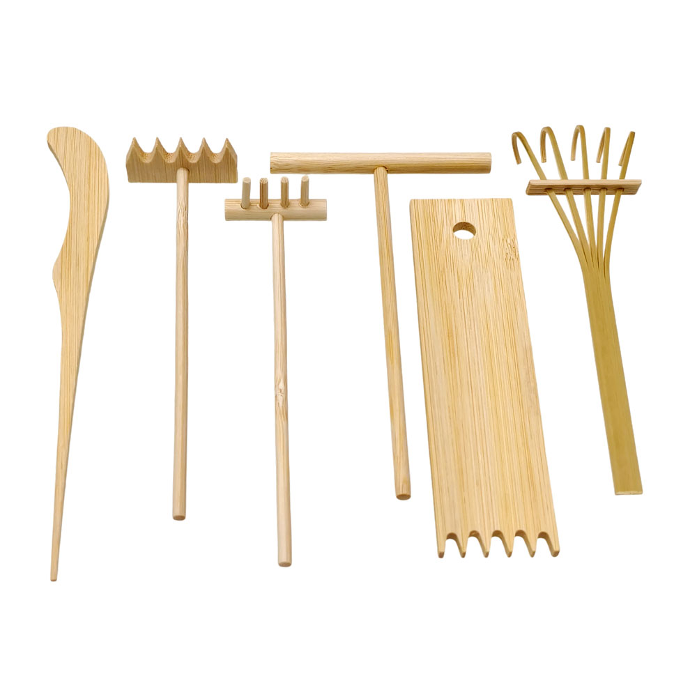 6 Pcs Bamboo Sand Rake Tool Ki - Zen Gardening Tools ulasan dan harga