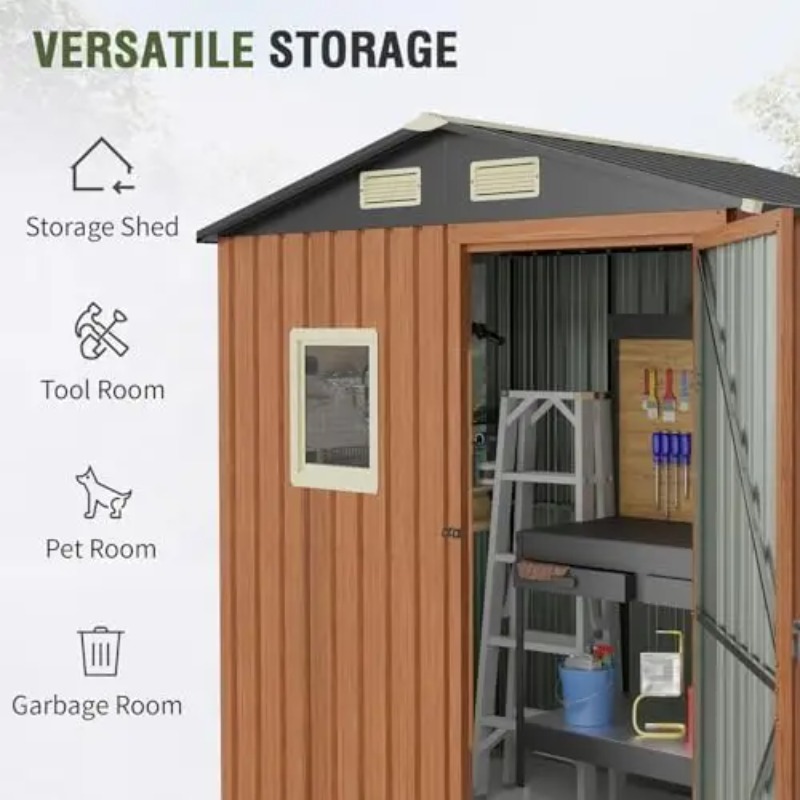 Outdoor Storage Shed 6x4 Ft, L - Gardening Tools ulasan dan harga