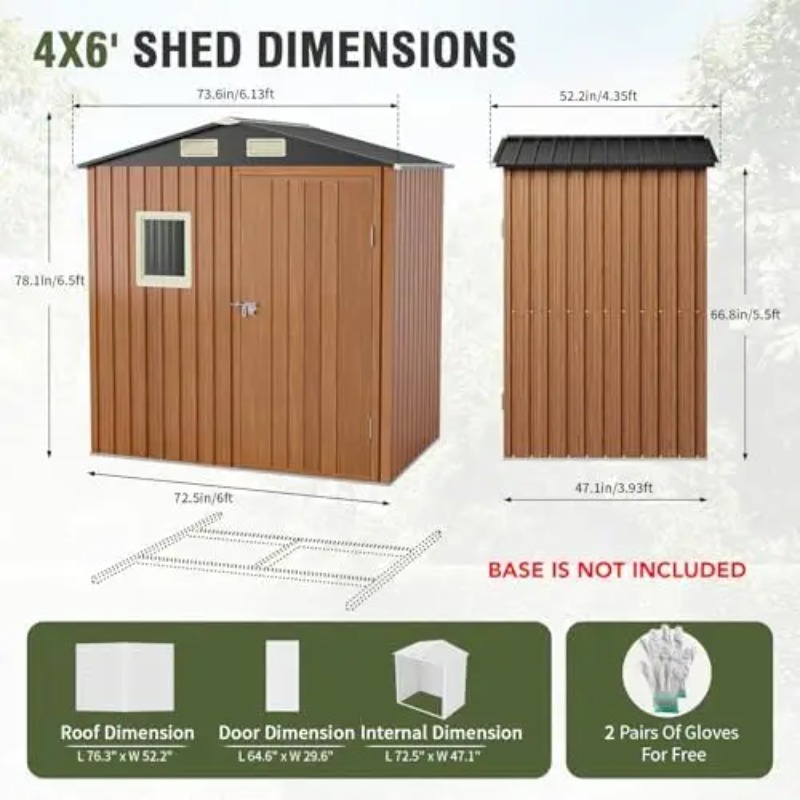 Outdoor Storage Shed 6x4 Ft, L - Gardening Tools ulasan dan harga