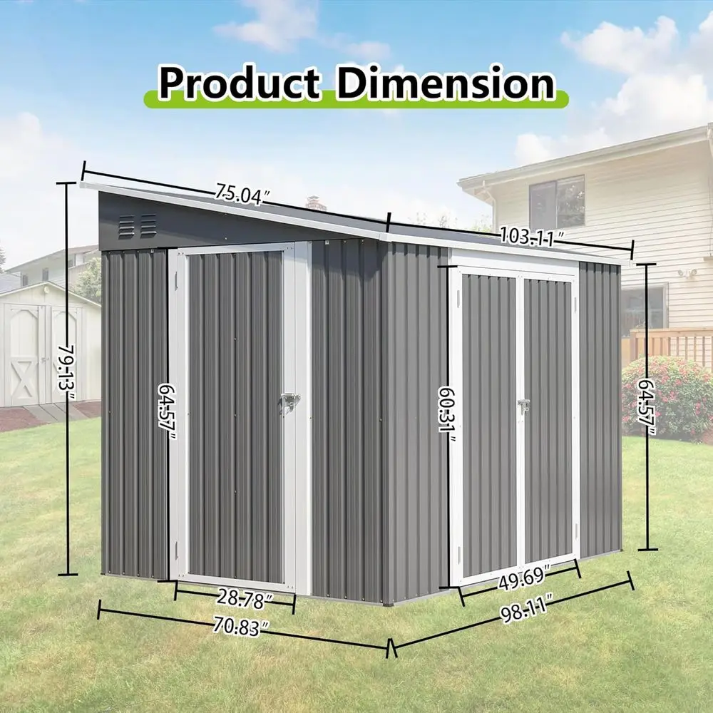 8ft x 6ft Outdoor Metal Storag - Gardening Tools ulasan dan harga