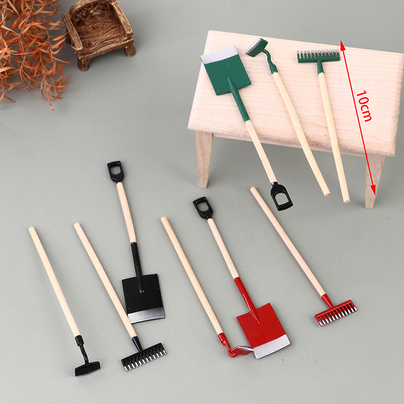 3Pcs 1:12 Dollhouse Miniatures - Gardening Tools Hoe ulasan dan harga