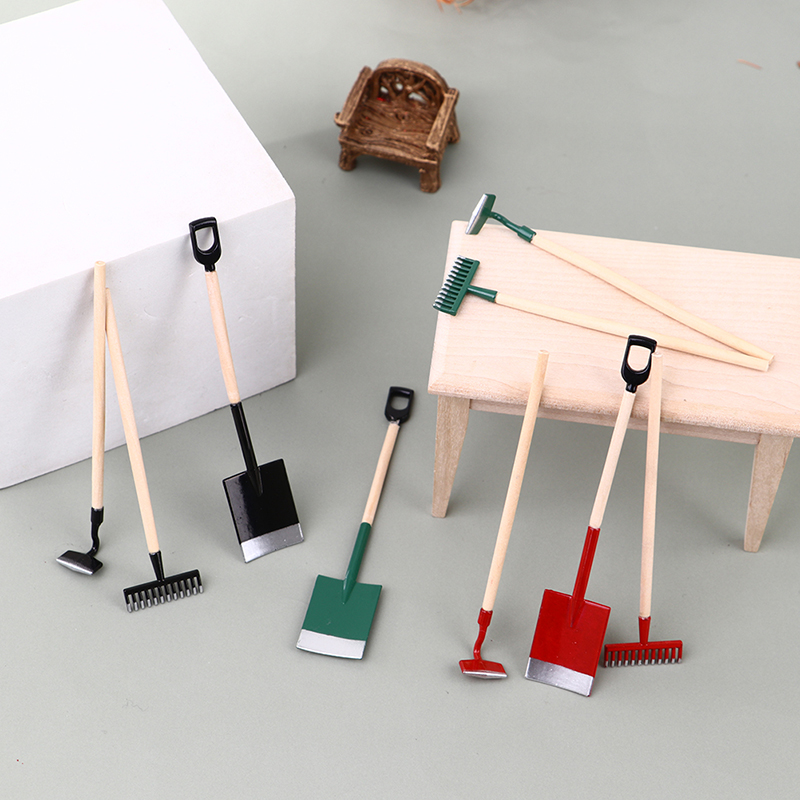3Pcs 1:12 Dollhouse Miniatures - Gardening Tools Hoe ulasan dan harga